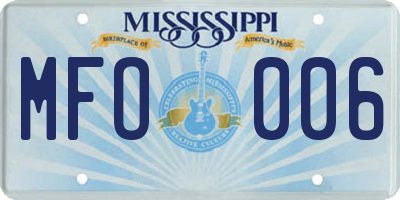 MS license plate MFO006