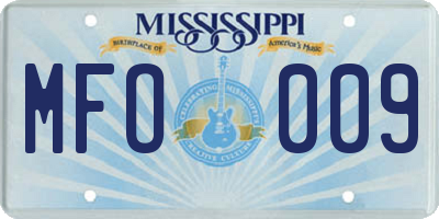 MS license plate MFO009