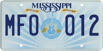 MS license plate MFO012
