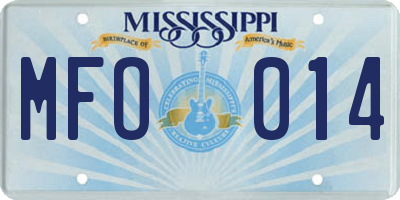 MS license plate MFO014