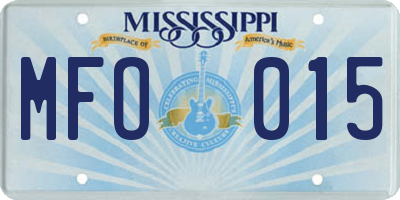 MS license plate MFO015