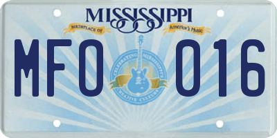 MS license plate MFO016