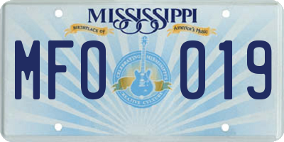 MS license plate MFO019