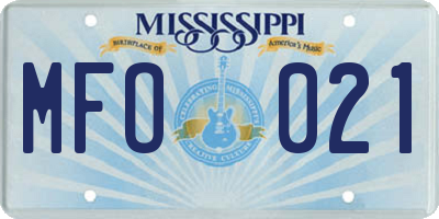 MS license plate MFO021