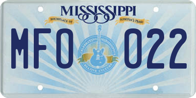 MS license plate MFO022