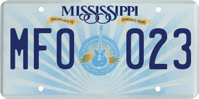 MS license plate MFO023