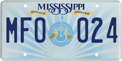 MS license plate MFO024