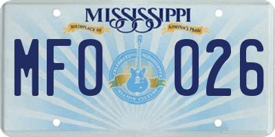 MS license plate MFO026