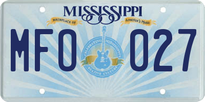 MS license plate MFO027