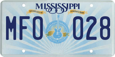 MS license plate MFO028