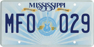 MS license plate MFO029