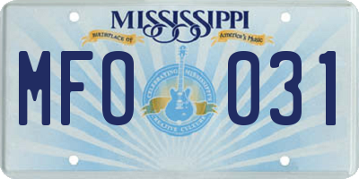 MS license plate MFO031