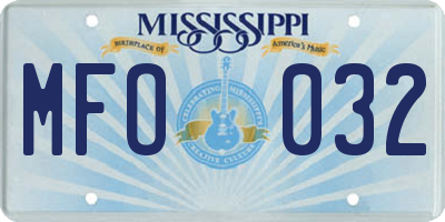 MS license plate MFO032