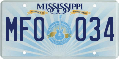 MS license plate MFO034