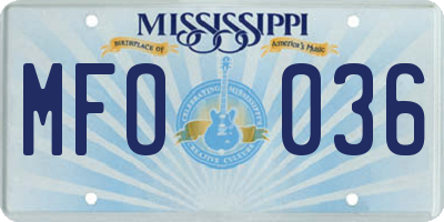 MS license plate MFO036