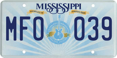 MS license plate MFO039
