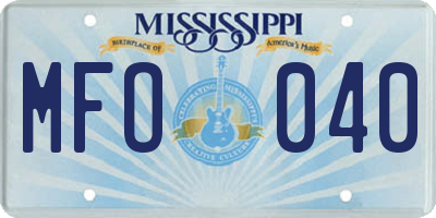 MS license plate MFO040