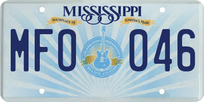 MS license plate MFO046