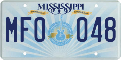 MS license plate MFO048