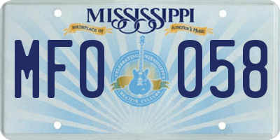 MS license plate MFO058
