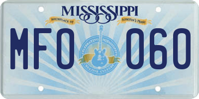 MS license plate MFO060