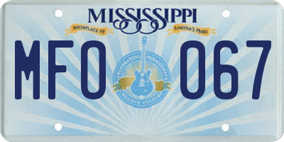 MS license plate MFO067