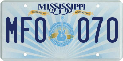 MS license plate MFO070
