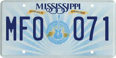 MS license plate MFO071
