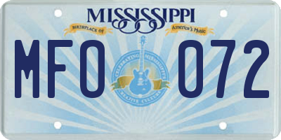 MS license plate MFO072