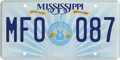 MS license plate MFO087