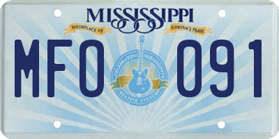 MS license plate MFO091
