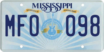 MS license plate MFO098