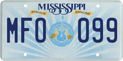 MS license plate MFO099