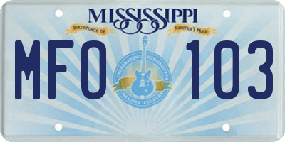 MS license plate MFO103