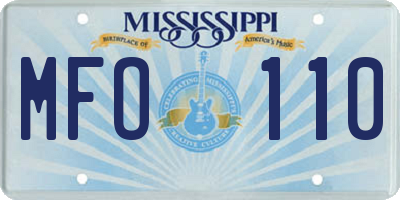 MS license plate MFO110