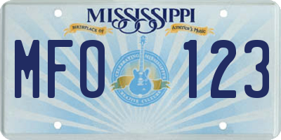 MS license plate MFO123