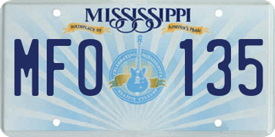 MS license plate MFO135