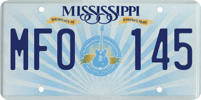 MS license plate MFO145