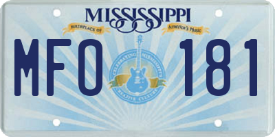 MS license plate MFO181