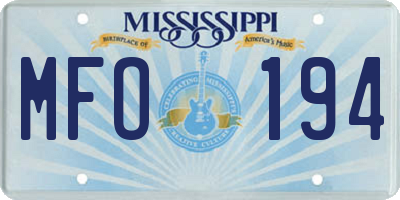 MS license plate MFO194