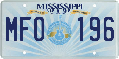 MS license plate MFO196