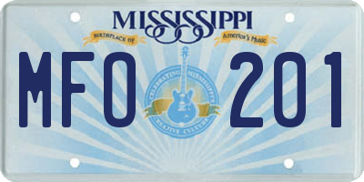 MS license plate MFO201