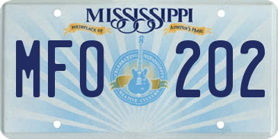 MS license plate MFO202