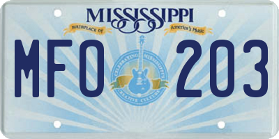 MS license plate MFO203