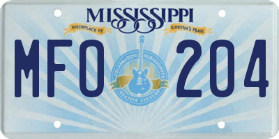MS license plate MFO204