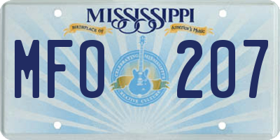 MS license plate MFO207