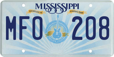 MS license plate MFO208