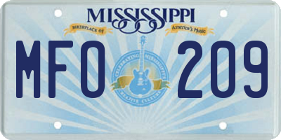 MS license plate MFO209