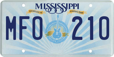 MS license plate MFO210