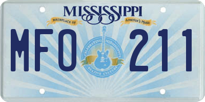 MS license plate MFO211